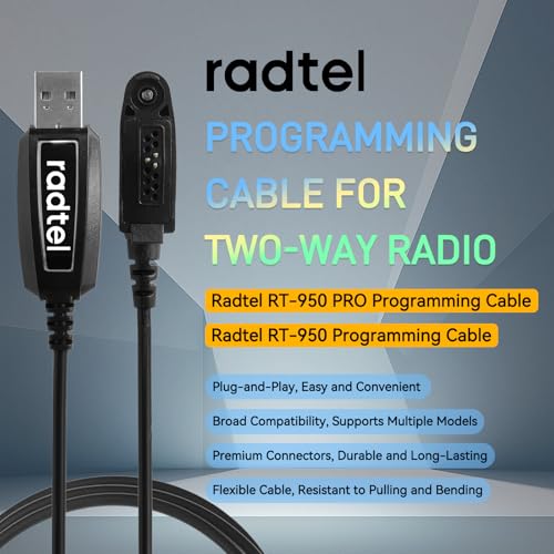 USB Programming Cable for Handheld Radio Transceivers RT-950 RT-950 Pro