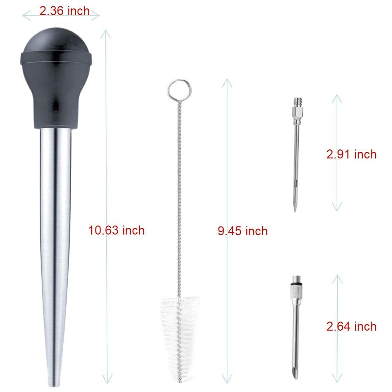Turkey Baster Set, Stainless Steel Syringe with Cleaning Brush & Marinade Needles - Black (Variation of THIS listing)