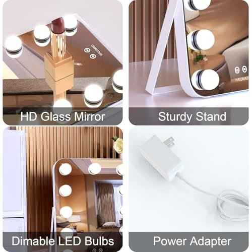 14.6" Vanity/Makeup Mirror with Lights, Hollywood Mirror with 11 Dimmable LED Bulbs,3 Color Modes,Touch Control