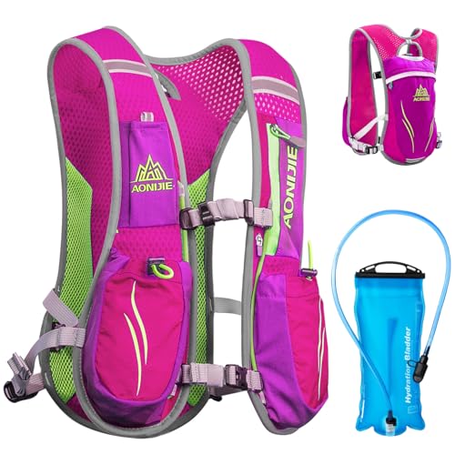 5.5L Hydration Running Vest Backpack with 2L Water Bladder - Rose Red (R2)