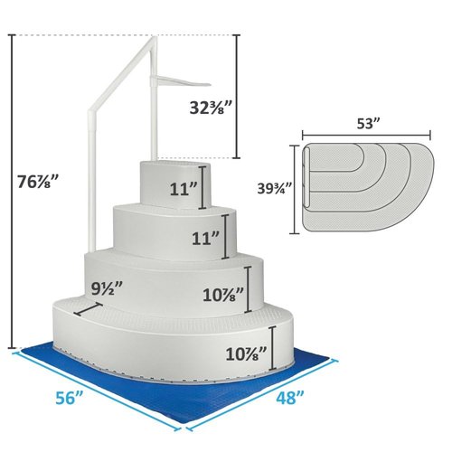 Aqua Select Resin Pool Steps for Above Ground Pools | Oyster Shell White | Heavy-Duty ABS Construction | 350 lb Capacity, Non-Slip Step Treads, & Handrail | Includes Liner Guard | No Weights Needed