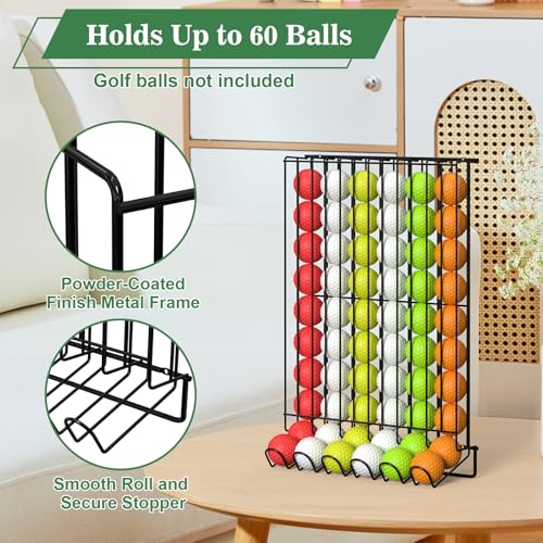 Sunexinlo Black Golf Ball Holder for 60 Balls Wall & Countertop Dispenser