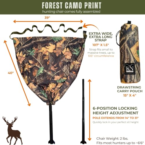 Camo Hammock Chair for Hunting, Portable Tree Seat for Deer Stand - Forest Camo