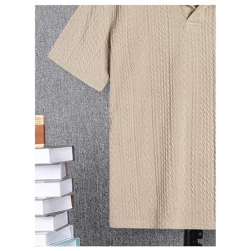 Verdusa Boys Button Down Shirt Tops Short Sleeve Collar Textured Tee Shirts
