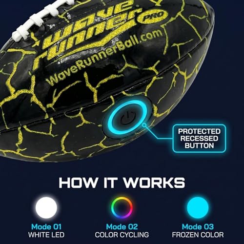 Wave Runner LED Pro Light Up Football - Random Color for Night Outdoor Play