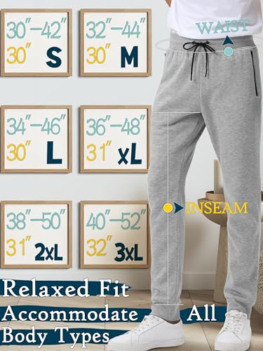 Men's Premium Cotton Sweatpants 3 Pack - Large Black Charcoal Light Gray