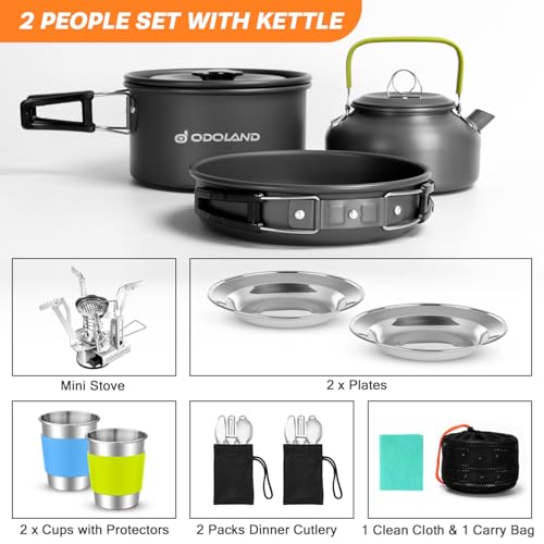 17-Piece Camping Cookware Set with Folding Stove - Lightweight & Durable