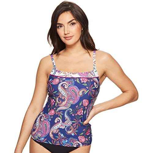 La Blanca Women's Standard Delux Bra Cup Over The Shoulder Tankini Swimsuit Top