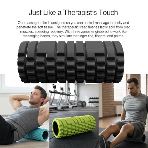 321 STRONG 5 in 1 Foam Roller Set with Hollow Core Deep Tissue Massager, Muscle Roller Stick, Stretching Strap, Spikey Plantar Fasciitis Ball, and Carry Bag, with 4K eBook