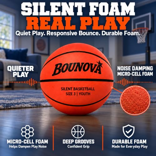 Mini Silent Basketball Size 3 - High Bounce Soft Foam for Indoor Play