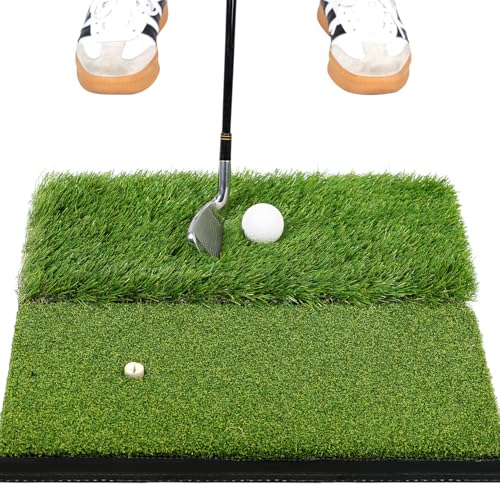 Dual-Turf Golf Hitting Mat with Foam Padding and Rubber Backing - Indoor & Outdoor Practice