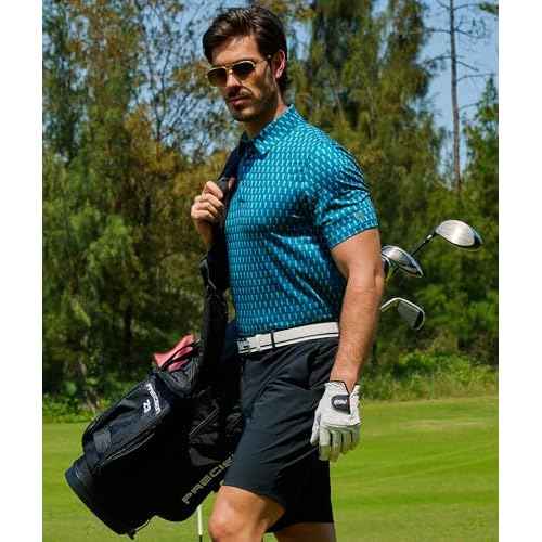 ZITY Mens Golf Shirts Short Sleeve Print Patterns Performance Moisture Wicking Polo Shirt