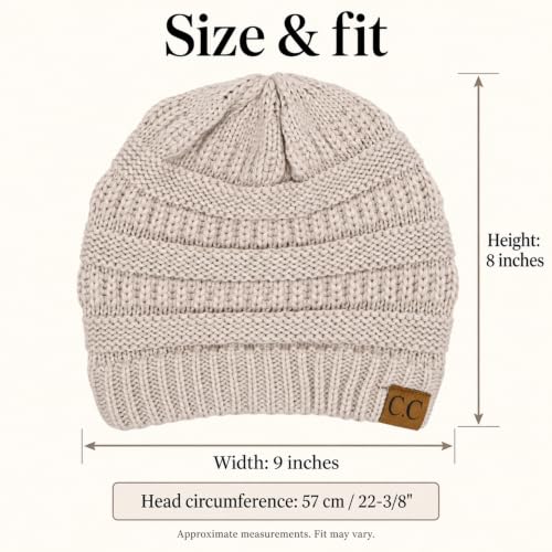 Unisex Ivory Cable Knit Beanie Hat - Thick, Soft & Warm Chunky Winter Accessory