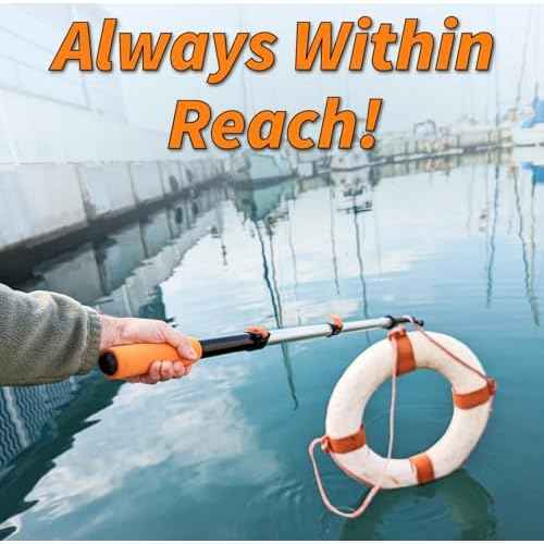 Boat Hook for Docking with Telescoping Extension Pole // Durable, Floating, Lightweight and Sturdy Telescoping Boat Hook Pole // the Ultimate Boat Pole for Docking, Push-Pull and Boating