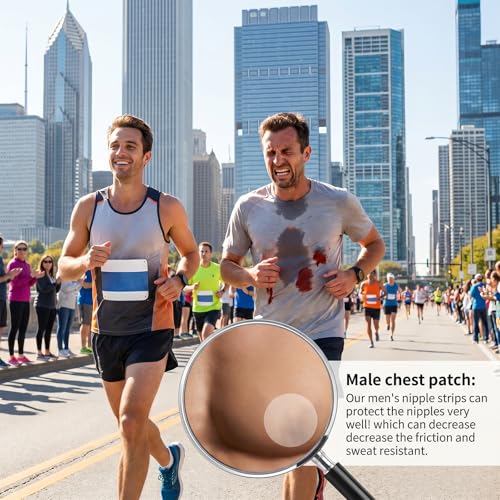 60 Pcs Men’s Adhesive Nipple Covers - No Show, Transparent for Running & Sports
