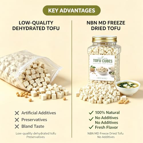 Freeze Dried Tofu Cubes - Vegan, Non-GMO, Instant Ramen & Soup Topping