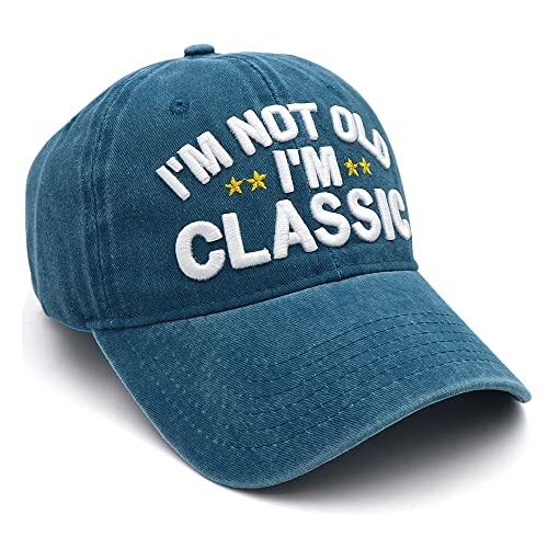 Funny Retirement Birthday Hat for Men Women I'm Not Old Classic Baseball Cap - Blue Washed