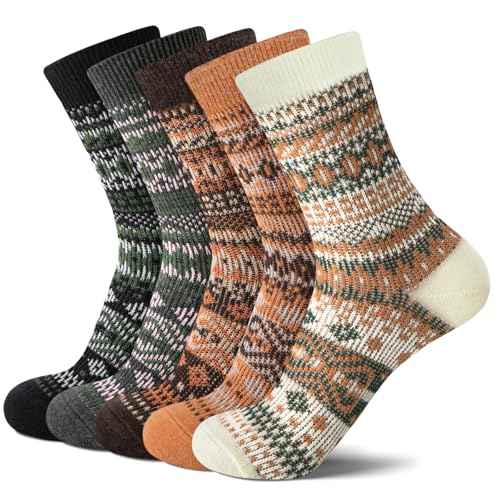 Senker Fashion Wool Socks for Women Men, Stocking Stuffers Gifts for Her Mom Boot Warm Soft Crew Sock for Winter Hiking