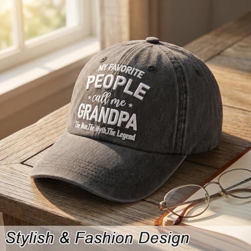 Grandpa Black Embroidered Hat for Men - Gifts for Family and Friends