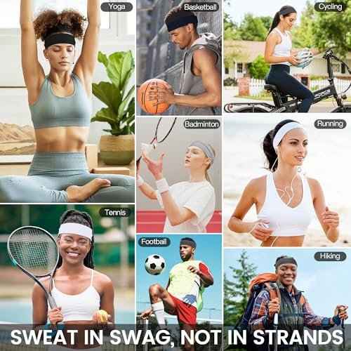 10 PCS Headbands for Women - Fashion Non Slip Cotton Headbands for Women and Men Perfect for Sports and Outdoor Activities in Summer,Including Running, Yoga, Cycling, Gym Workouts