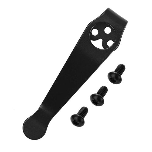 Titanium Deep Carry Pocket Clip for Spyderco Para 3, Paramilitary 2 and More Models Knives, Premium Custom-made Pocket Clip with 3 Pieces Screws, Black