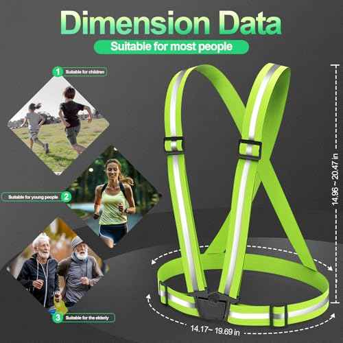 2 Packs Reflective Vest Running Gear, High Visibility Reflective Running Gear Adjustable Elastic Safety Vest for Night Jogging, Biking, Walking or Dog Walking, Running Vest for Men Women Children
