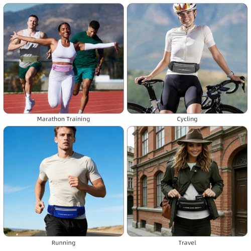 LAIMEIWEE Water-Resistant Running Belt Black - Lightweight Waist Pack for Men & Women with 4-Zone Organization, Reflective Strips
