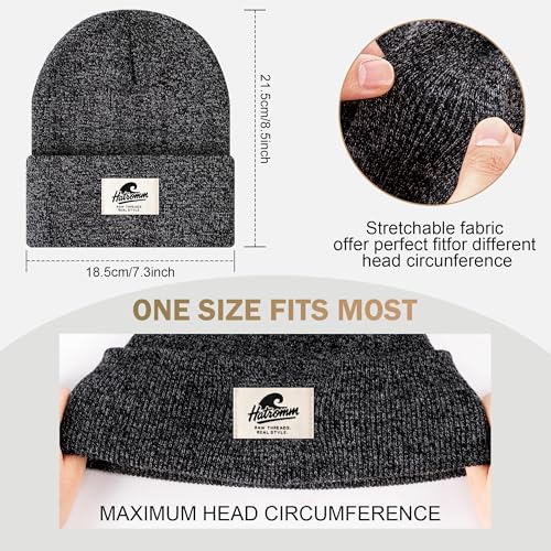 3 Packs Winter Beanie Hats for Men Women, Unisex Soft Warm Thick Beanies, Cuffed Knit Skull Cap