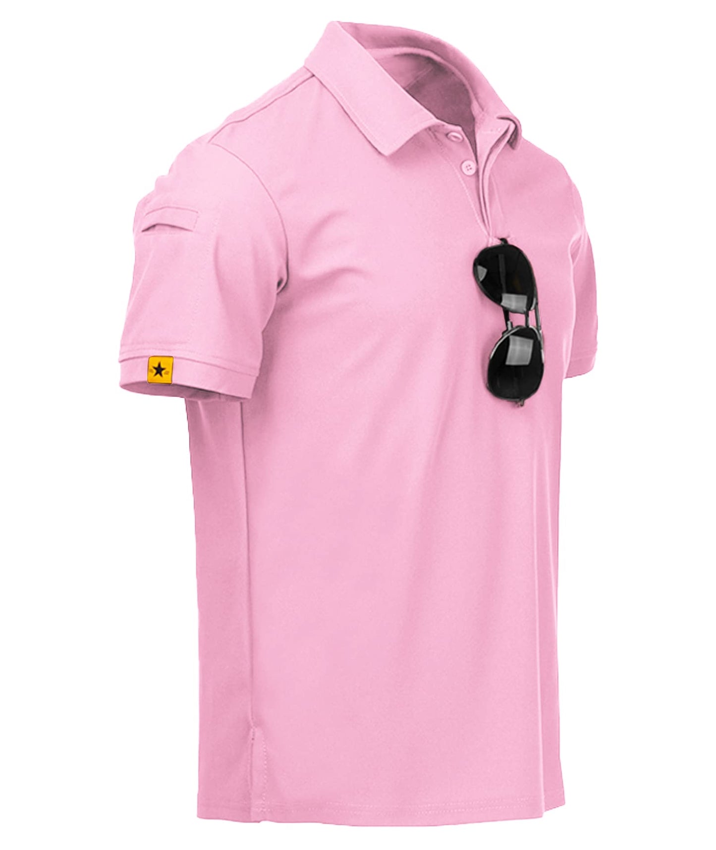 ZITY Mens Polo Shirt Short Sleeve Sports Tactical T-Shirt Athletic Golf Polos Daily Casual Stylish Collared Shirts for Men Pin X-Large Pink