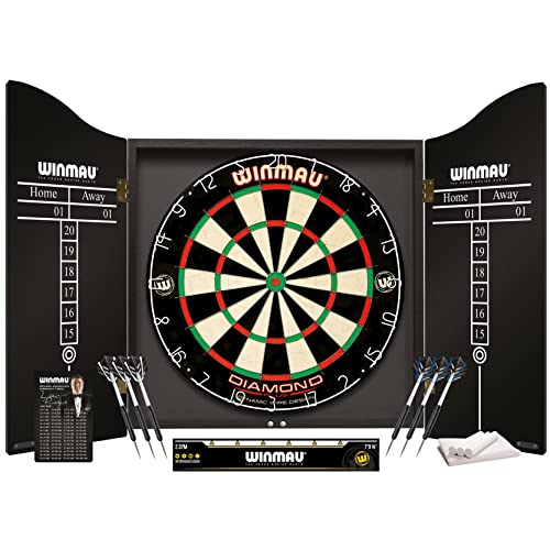 WINMAU Diamond Plus Dart Board Range - Diamond Plus Dartboard, Surround Sets and Cabinet Sets with Darts and Accessories
