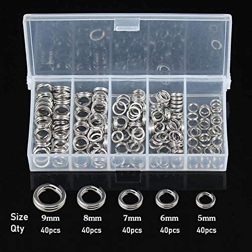GREATFISHING 200PCS High Strength Heavy Stainless Steel Split Ring Lure Tackle Connector with Fishing Pliers 30lb to 120lb Test