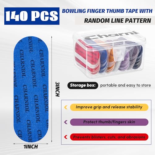 Charniol Multicolor Bowling Finger Tape Set 140 Pcs with Storage Box