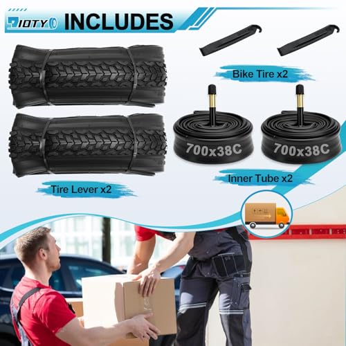 700x38C Bike Tires Set with Inner Tubes & Levers - Wear-Resistant & Foldable