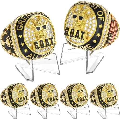 Misdary Soccer Baseball Basketball Championship Rings with Holder Most Valuable Player Trophy Gold Ring Award Gift Team Prize for Football Tournament Winner