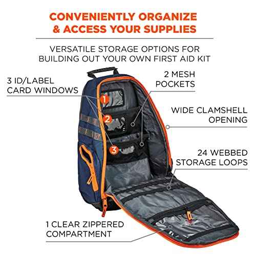 Ergodyne Arsenal 5244 Medic First Responder Trauma Backpack Jump Bag for EMS, Police, Firefighters, Blue