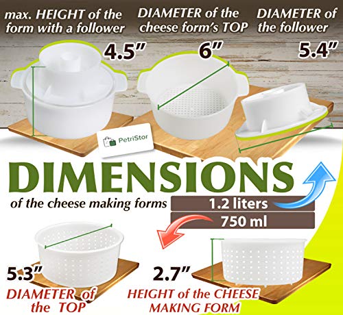 Cheese Making Kit with 9 Molds for Soft and Hard Cheese - Beginners Set