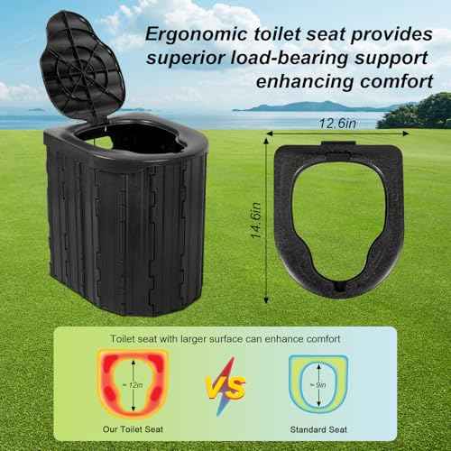 Camping Toilet Kit with Pop Up Privacy Tent, X Large Portable Folding Toilet Potty for Adults, Outdoor Camp Shower Tents,Changing Room with Carry Bag