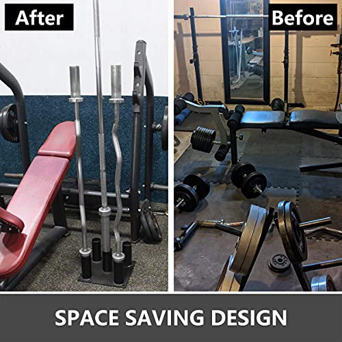 Barbell Storage Rack Floor Stand for 2 Inch Olympic and Gym Bars - Holds 5 Weights