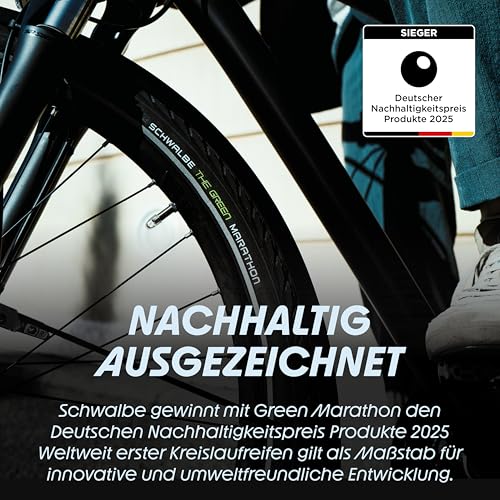 Schwalbe Green Marathon Tire - 26 x 1.50, Clincher, Wire, Black/Reflective, Performance Line, GreenGuard, TwinSkin,