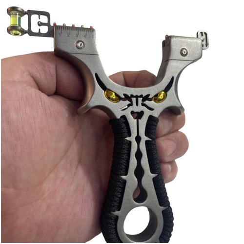 UPJOGSMH Slingshot, Professional Metal Hunting Slingshot Set, Including 100 Clay Bullets + Carrying Bag + 1.5mm Strong Rubber Band, High-Speed and Precise Catapult, Outdoor Survival Hunting Tools