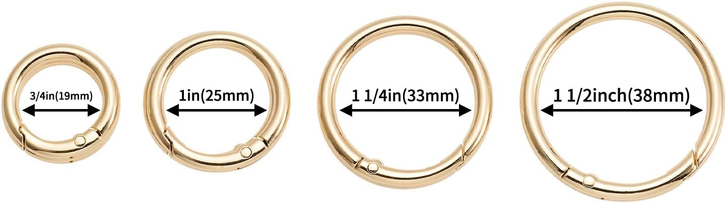 15pcs Trigger Spring O Rings Round,Metal Keychain Ring Round Carabiner Clips for Keyrings Buckle, Bags,Purses