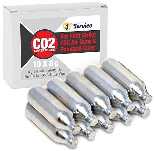 8 Gram CO2 Unthreaded Cartridges 10 Pack Cylinders Non Threaded Compatible with First Strike FSC Paintball Airsoft Air Pellet Guns & Pistols