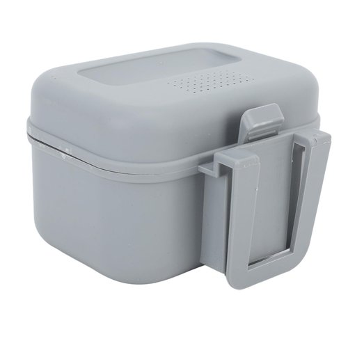 Fishing Live Bait Box, Fishing Bait Station Plastic Heat Perforated Cover Array Design Bait Bucket with Aerator Grey for Fishing Enthusiasts