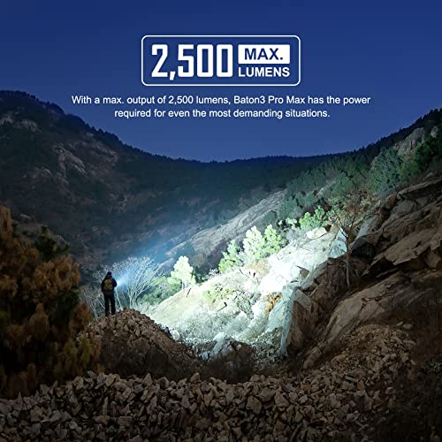 OLIGHT Baton3 Pro Max 2500 Lumens Rechargeable Compact EDC Pocket Flashlights with Safety Proximity Sensor, for Camping, Hiking, and Emergency (Cool White Light: 5700~6700K)