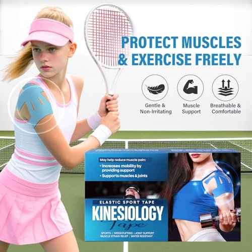 12Pcs Kinesiology Tape-for Shoulder, Shoulder Pain Relief Athletic Tapes, Shoulder Support & Stability Precut Strips, Waterproof & Elastic, Breathable Hypoallergenic Latex-Free