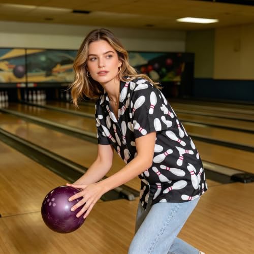 Women’s Bowling Shirts - Short Sleeve Button Down Gift Tee