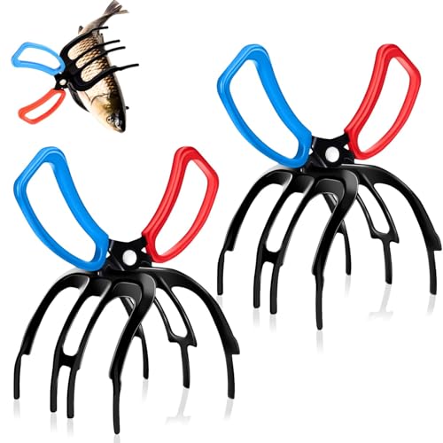 3 Claw Fish Gripper - Metal Fishing Pliers with Multi Teeth for Freshwater & Saltwater Fish - 2 Pack - Variation of 3 Claw 2 Pics
