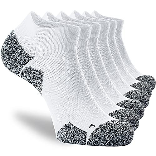 CWVLC Cushioned Athletic Ankle Compression Socks - Small, 6 Pairs, White