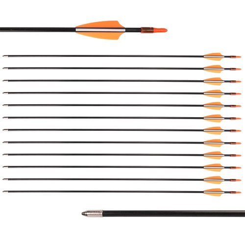 LWANO 28" Fiberglass Arrows - Archery Practice Target Arrows with Blunt Tips Durable Shaft for Youth Kids Children Beginners on Recurve&Long Bows(Pack of 12)