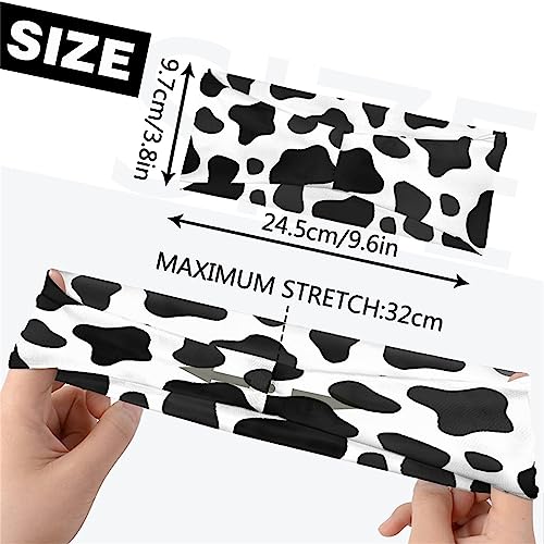 Women's Cow Print Sports Headbands - Lightweight Breathable Non-Slip Workout Sweatbands for Running & Yoga